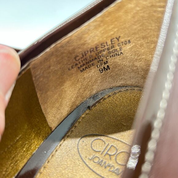 Joan & David Presley Brown Leather Patent Leather Horse-Bit Heeled Loafer 9M - Picture 9 of 15